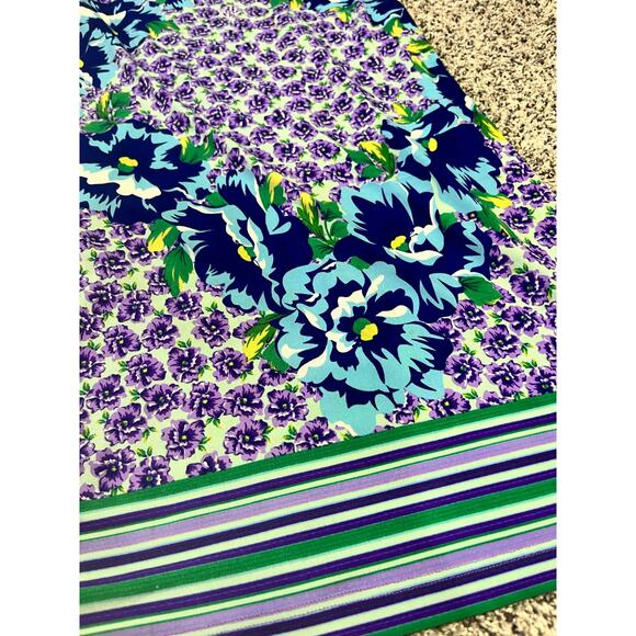 Roberto Cavalli Dress XL Floral Stripe Sleeveless‎ Purple Green Boho Y2K Resort - Picture 13 of 16